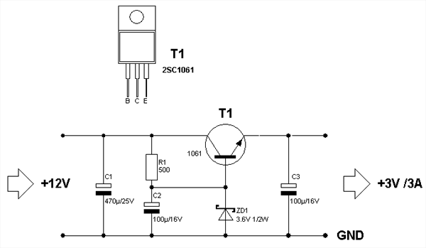 Convertisseur simple, 12V à 3V - Zonetronik
