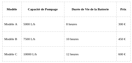 Pompes Submersibles a Batterie